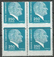 Turkey; 1977 Regular Issue Stamp 250 K. ERROR "Shifted Perf." - Ongebruikt