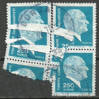 Turkey; 1977 Regular Issue Stamp 250 K. ERROR "Print On Folded Paper" - Gebruikt