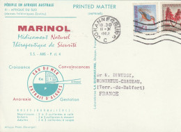 1963 - MARINOL Postcard Johannesburg To Montreux-Chateau, France - South African Zulu Dances - Covers & Documents