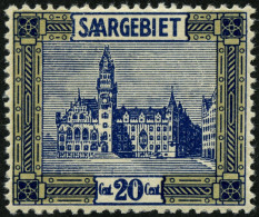 SAARGEBIET 88I *, 1922, 20 C. Neues Rathaus Mit Abart Senkrechter Strich In 0 Von 20, Falzrest, Pracht, Mi. 50.- - Otros & Sin Clasificación