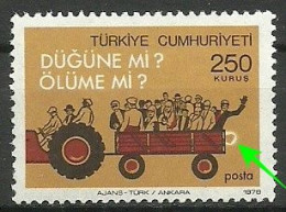 Turkey; 1977 Regular Postage Stamp 250 K. ERROR "Print Stain" - Ongebruikt