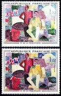 VARIETES X 2 N 1322 ** 1 TB JAMBE VERTE AU LIEU DE JAUNE + FOND QUASI BLANC A DROITE +  1 TB DECALAGE DU ROUGE - Unused Stamps