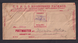 1900 - Vordruck-Brief "USPOD Registered Package" Ab Philadelphia An Postmaster In Marion Station - Lettres & Documents