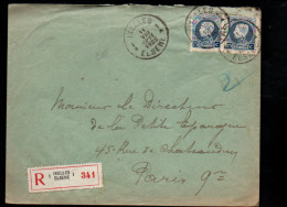 BELGIQUE AFFRANCHISSEMENT COMPOSE SUR LETTRE RECOMMANDEE POUR LA FRANCE 1925 - Storia Postale