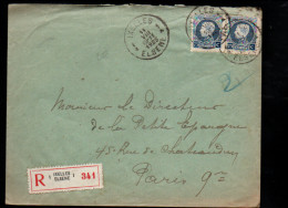 BELGIQUE AFFRANCHISSEMENT COMPOSE SUR LETTRE RECOMMANDEE POUR LA FRANCE 1925 - Covers & Documents