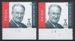 3131 Koning Roi Albert II Avec Numéros De Planches 1 Et 2 ** - 1991-2000