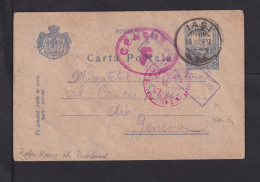 1917 - 5 B. Ganzsache Ab JASI (Moldau) Ans Rote Kreuz Geneve - Russischer Zensurstempel - Cartas De La Primera Guerra Mundial