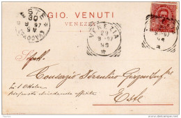 1897 CARTOLINA CON ANNULLO VENEZIA + ESTE - DENTELLATURA SPOSTATA - Marcofilía