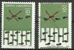 Turkey; 1977 Regular Postage Stamp 10 L. ERROR "Shifted Print & Perf." - Used Stamps