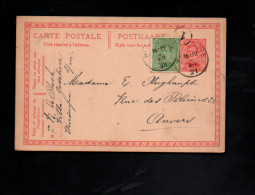 BELGIQUE AFFRANCHISSEMENT COMPOSE SUR ENTIER CARTE INTERIEUR 1921 - Storia Postale