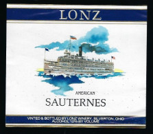 Etiquette Vin  Sauternes Américain  Domaine Lonz  Silverton Ohio USA " Bateau" - Witte Wijn