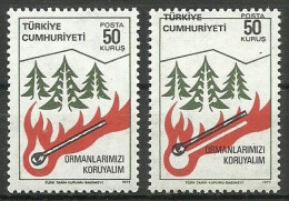 Turkey; 1977 Regular Postage Stamp 50 K. ERROR "Shifted Print (Black Color)" - Ongebruikt