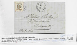 ALSACE LORRAINE 10C SEUL LETTRE COVER BRIEF SCHLETTSTADT 31.7.1871 POUR HAUT RHIN - Cartas & Documentos