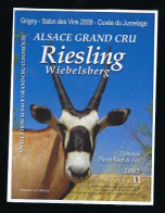 Etiquette Vin Alsace Grand Cru Wiebelsberg  2005 Domaine Pierre Koch Et Fils NOTHALTEN 67 "Oryx Gazelle Antilope" - Riesling