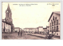 43.LOUDES.LA PLACE DE L'EGLISE ET L'HOTEL BORIE.CURE D'AIR. - Loudes