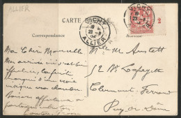 FRANCE - Mouchon N° 124 Avec Millésime 2 Sur CP De VICHY à Clermont-Ferrand - Hôpital Militaire - 1900-02 Mouchon