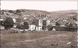 48.LANGOGNE.VUE GENERALE.LE PRE DE LA FOIRE ET LE PONT NEUF.CPSM - Langogne