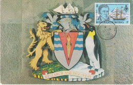 British Antarctic Territory (BAT) Coat Of Arms Postcard Ca Halley 31 DEC 1983 (60130) - Lettres & Documents