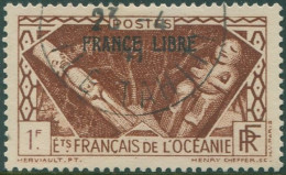 French Oceania 1941 SG140 1f Brown Adherence To General De Gaulle Ovpt FRANCE LI - Sonstige & Ohne Zuordnung