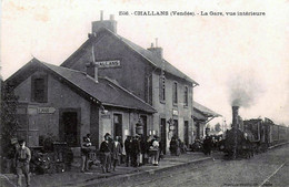 DEPT 85 CHALLANS LA GARE VUE DE L'INTERIEUR TRES  BELLE  ANIMATION 9X14 REIMPRESSION DE CARTES ANCIENNES - Challans