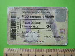 Abonnement RSC Anderlecht - 1998/1999 - FOOTBALL FOOT - Biglietti D'ingresso