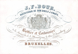 Porceleinkaart - Carte Porcelaine - J.F. Bour Bottier Et Cordonnier - Brussel  Bruxelles   - 8.5 X 12 Cm - Artesanos