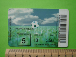 ABONNEMENT RSC. ANDERLECHT - 2006 - 2007 - FOOTBALL FOOT - Match Tickets