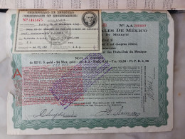 ACTION TITRE - Ferrocarriles Nationales De MEXICO - 1917 - 10 Actions, Avec Certificats - Bahnwesen & Tramways