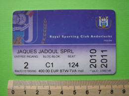 ABONNEMENT RSC. ANDERLECHT - 2010 - 2011 - FOOTBALL FOOT - Biglietti D'ingresso