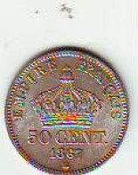 SECOND EMPIRE - 50 Centimes 1867 BB -  Pièce En Argent - NAPOLEON III Empereur - 50 Centimes