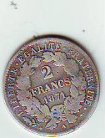 2 Francs CERES - III EME REPUBLIQUE - 1871  - ARGENT - - 2 Francs