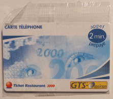 TICKET RESTAURANT 2000 - 2 Min. Appel - Carte Prépayée GTS Omnicom Neuve Sous Blister NSB  - Autres & Non Classés