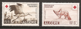 Algérie 1957 N° 343 / 4 ** Croix-Rouge, Croix Rouge, Henri Dunant, Fennec, Désert, Cigogne Du Sétif, Mosquée El Atik - Nuevos