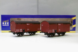 REE - 2 Wagons PRIMEUR Ex-PLM SNCF Rouge Sideros ép. IIIA Réf. WB-761 Neuf NBO HO 1/87 - Goods Waggons (wagons)