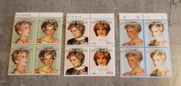 SCOTLAND LADY PRINCESS DIANA INVERTED WRITING ERROR IN BLOCKS OF FOUR MNH - Donne Celebri