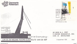 Netherlands Pays Bas Spec. Cancellation And Enveloppe Lijn 20 Nieuwe Noord-Zuid Route Van De RET Erasmusbrug 09-09-1996 - Tranvie