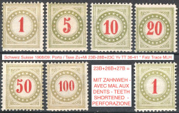Schweiz Suisse 1908/09: Porto / Taxe Zu+Mi 23B-28B+23C Yv TT 36-41 * Falz Trace MLH (Zu CHF 116.00 -50%) - Taxe
