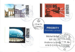 Bertolt Brecht,German Theatre Practitioner, And Poet. Letter 2024 To Andorra, With Arrival Postmarks - Briefe U. Dokumente