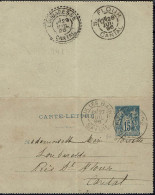 Fr. Entier Postal 15 C. Correspondance D'Aix Les Bains 27 Juillet 1896 Pour Loubaresse. B/TB. - Cartes-lettres