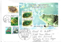 SOUTH-KOREA. Protection Of Wild Animals: Frogs /grenouilles. Bloc-feuillet Sur Lettre 2024 à Andorra,avec Timbres à Date - Frösche