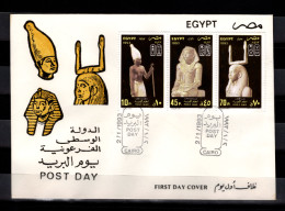EGYPT: 1993 - FDC Mi. 1753-5, Three Pharaohs (JMS082) - Cartas & Documentos