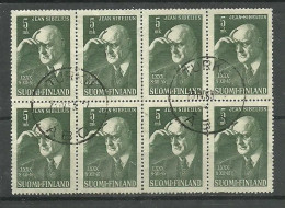 OLDER FINLAND - Composer Jean Sibelius 1945 - Used Block Of 8 - Verzamelingen
