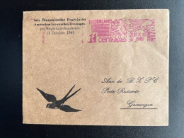 NETHERLANDS 1945 FIRST INLAND POSTAL FLIGHT AMSTERDAM TO GRONINGEN 11-10-1945 NEDERLAND BZPC - Lettres & Documents