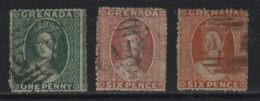 Grenada (B03). 1863 Definitives. Watermark Small Star. 3 Values. Used. Hinged. - Grenada (...-1974)