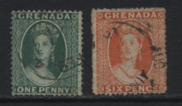 Grenada (B05). 1873 Definitives. Watermark Large Star. 2 Values. Used. Hinged. - Grenada (...-1974)