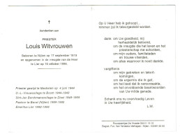 Doodsprentje  Pastoor / Priester  : Nijlen-Boom-Diest-Bevel-Lier : Louis Witvrouwen . - Godsdienst & Esoterisme