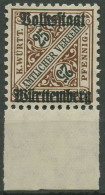 Württemberg Dienstmarken 1919 Mit Aufdruck Volksstaat 265 UR Postfrisch - Postfris