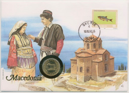 Mazedonien 1993 Kirche Trachten Numisbrief 1 Denar (N263) - Macédoine Du Nord
