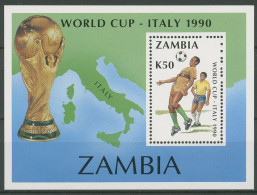 Sambia 1990 Fußball-WM In Italien Block 18 Postfrisch (C40929) - Zambia (1965-...)