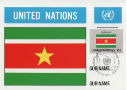 Vereinte Nationen United Nations Nations Unies UN 1980 Maximum Card, Suriname Surinam Flag, Canceled In New Yorrk NY - New York/Geneva/Vienna Joint Issues